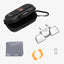 Fotopackshot der Sicherungsbrille Clip Up YY Vertical mit Etui, Tuch, Ersatzteilen und Ohrhaken