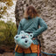 Using the Ours chalk bag for outdoor route climbing