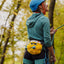 Using theChick  chalk  bag for outdoor route climbing
